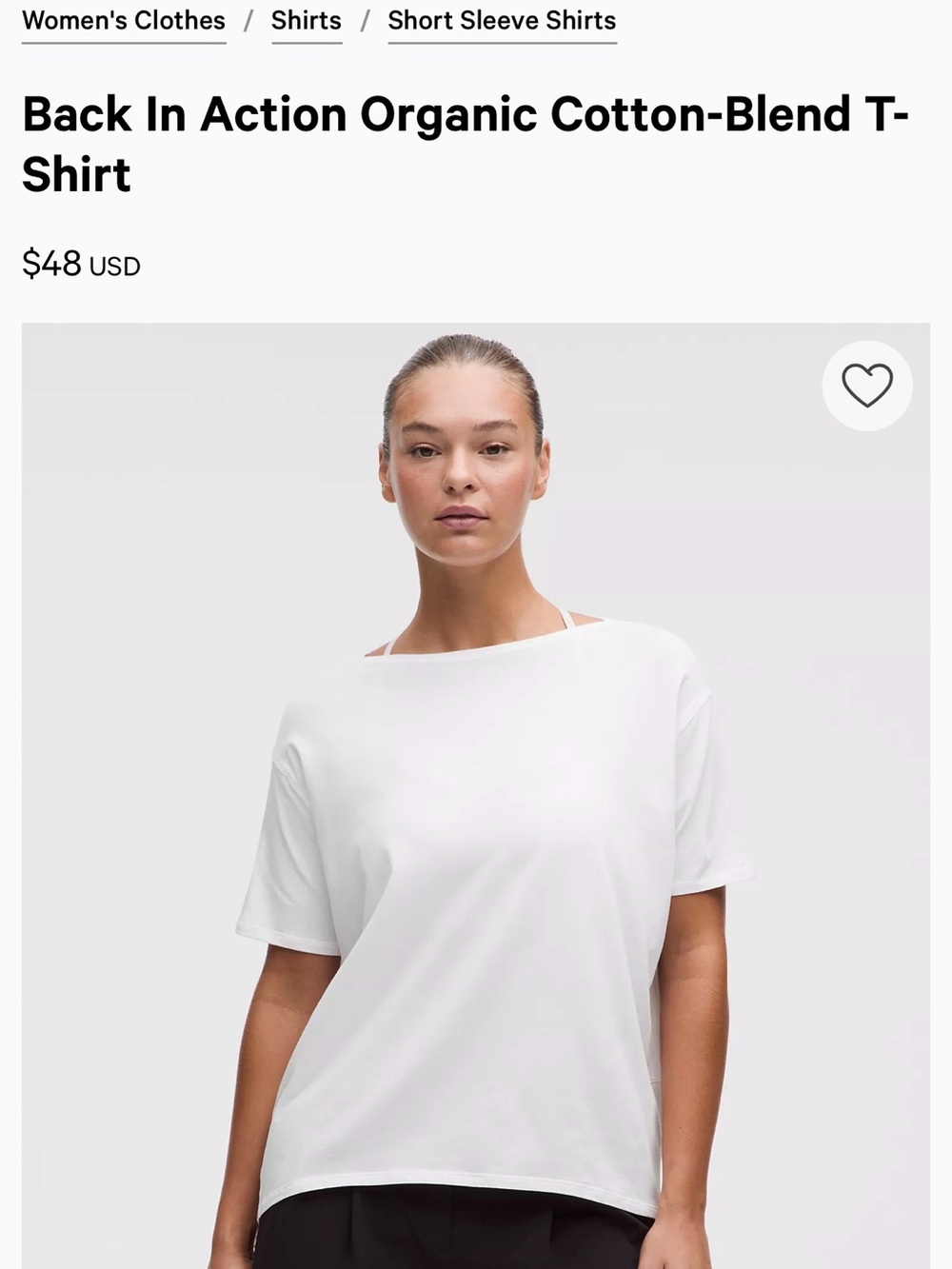 Lululemon Back In Action Organic Cotton-Blend Short Sleeve Tee — White